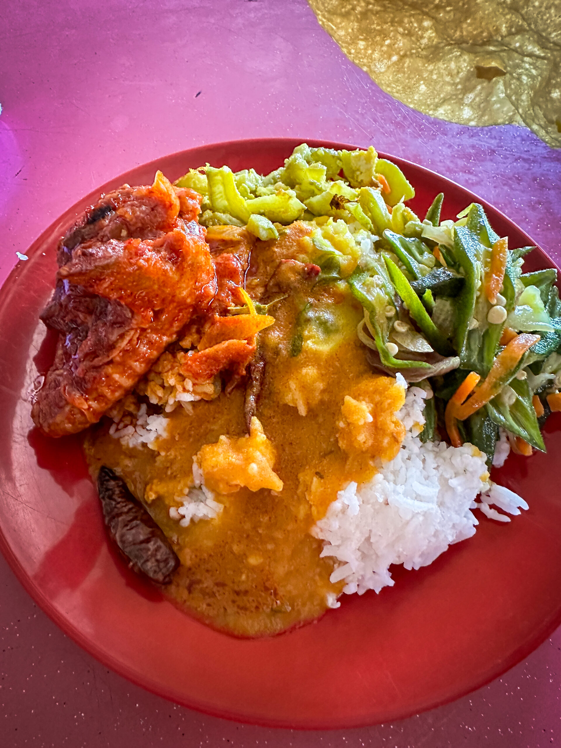 マレーシアのナシカンダーのワンプレートカレー