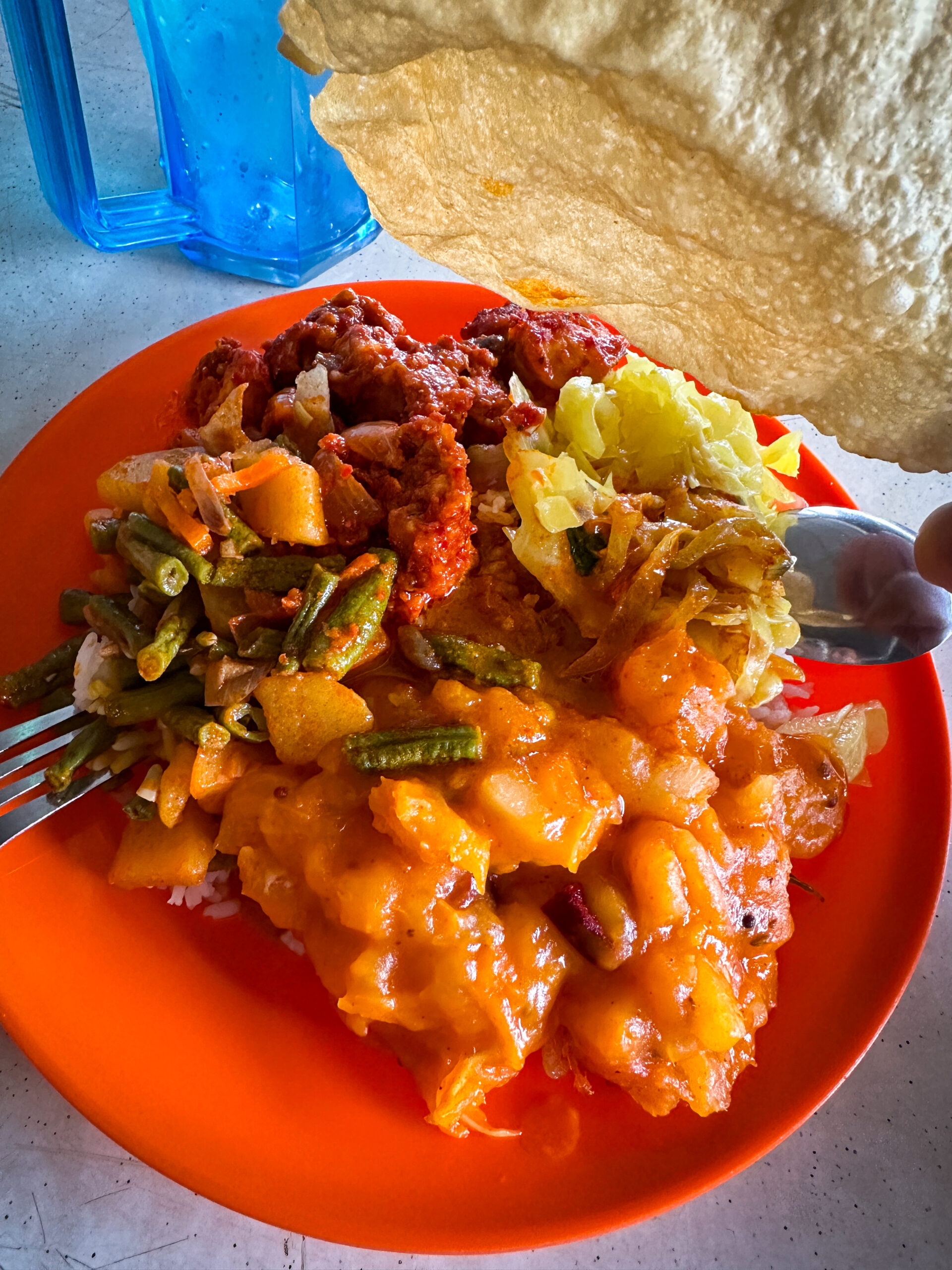 マレーシアのインド料理ナシカンダーのワンプレートカレー