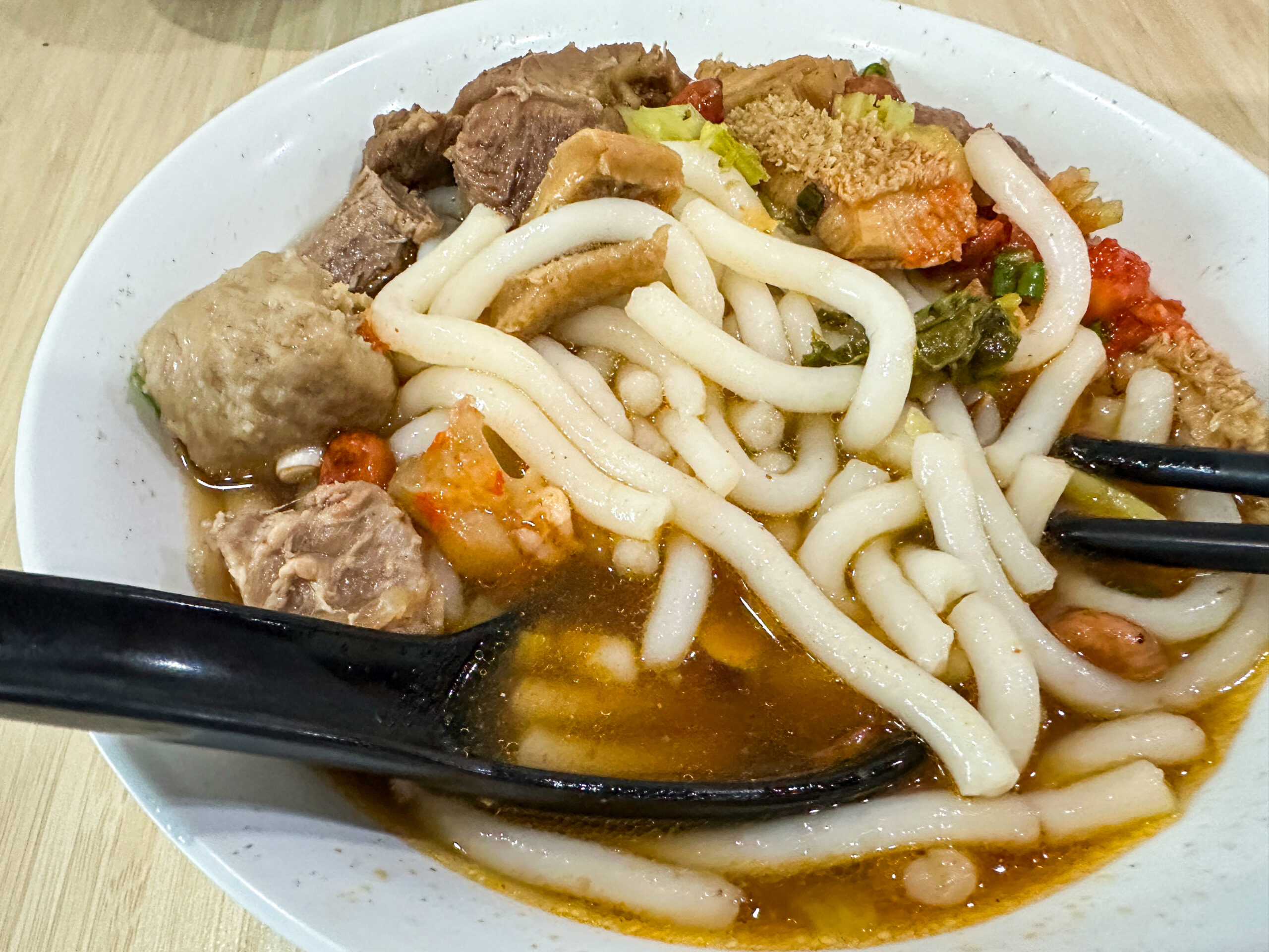 自家製ライスヌードル(Lai Fun)のアップ 海南粉(Hailam Noodle)